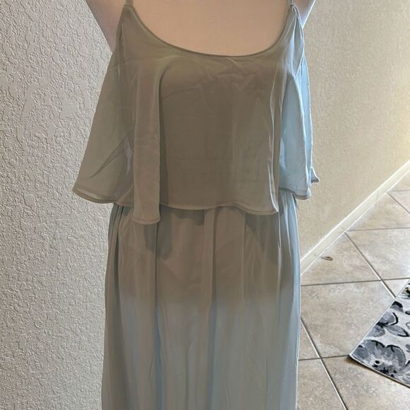 Show Me Your Mumu Womens Medium Caitlin Maxi Dress Ruffle Bridesmaid Blue NWT - Picture 2 of 8